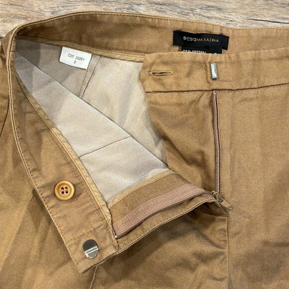 BCBGMAXAZRIA Dark Khaki Front Seam Split Ankle Pants Size 2 - Picture 6 of 9